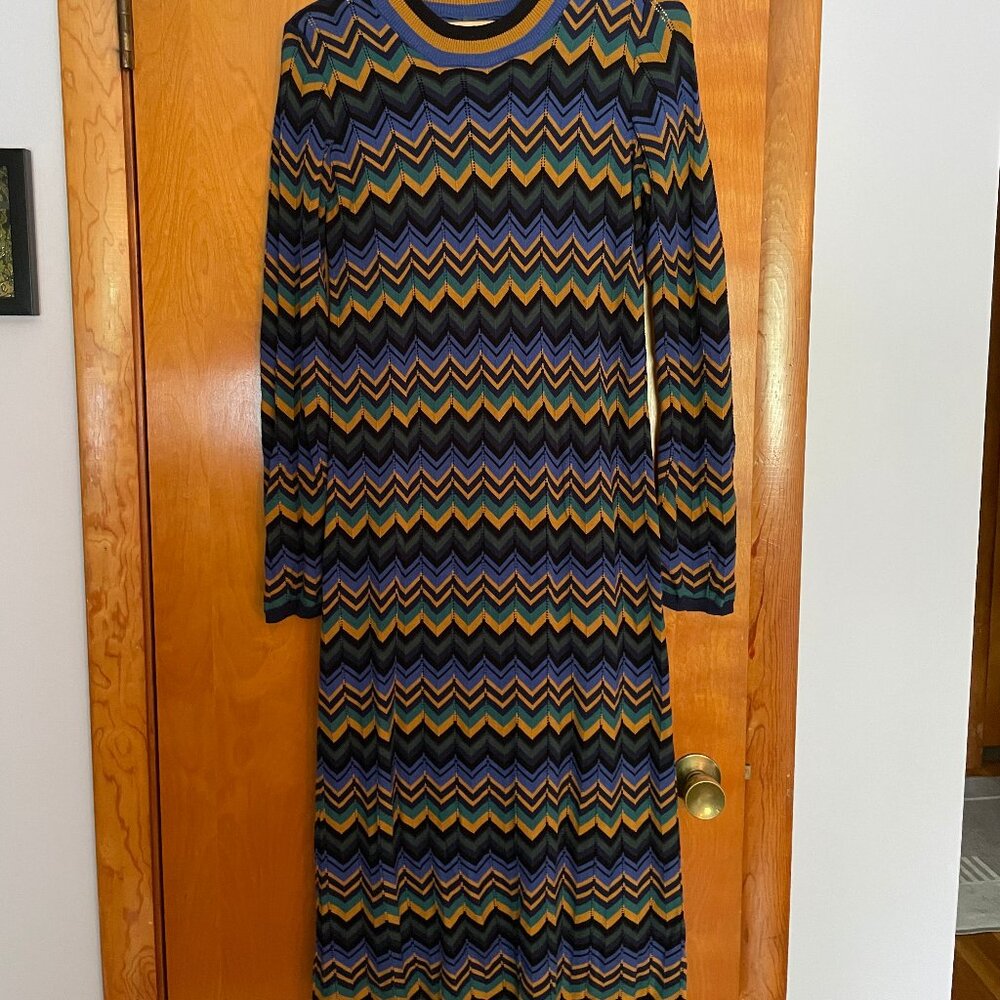 Modcloth chevron knit long sleeve maxi dress with slip